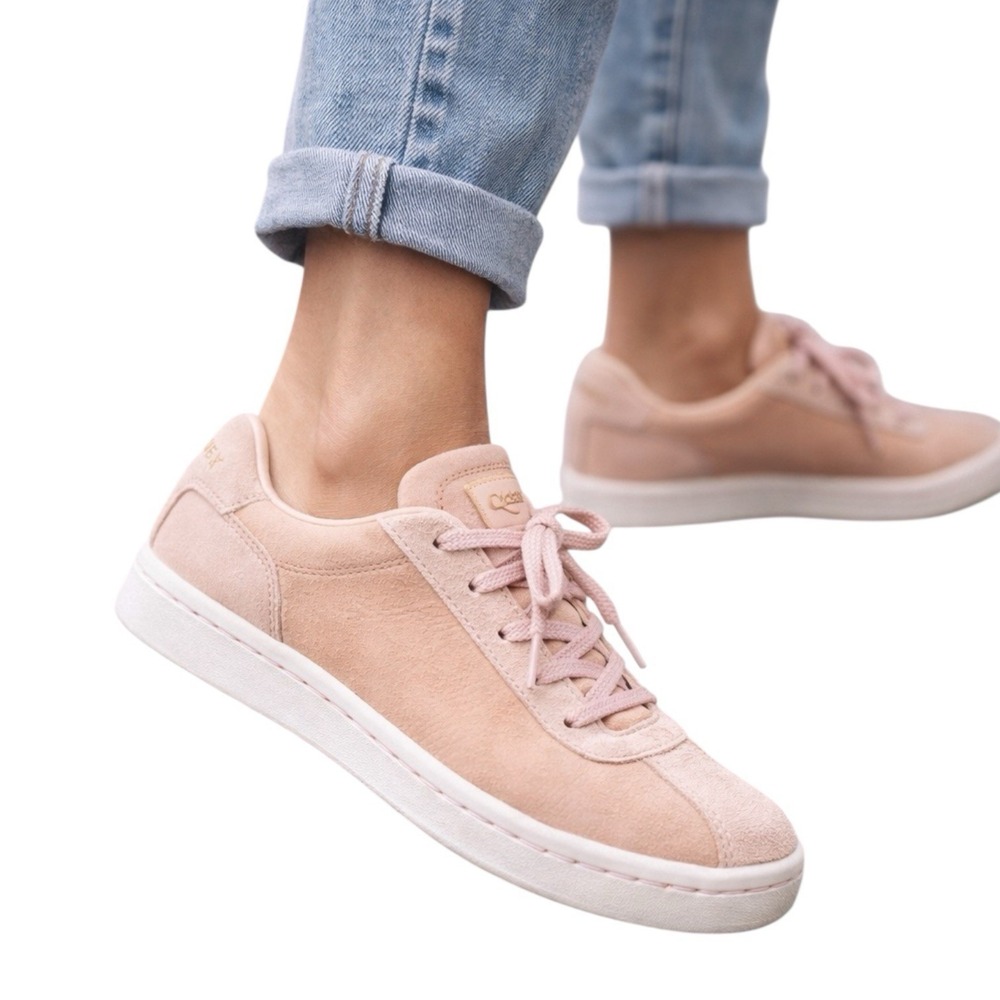 LACOSTE MASTERS Sneaker sz 5.5 Pink Blush Suede Leather Casual Preppy Tennis